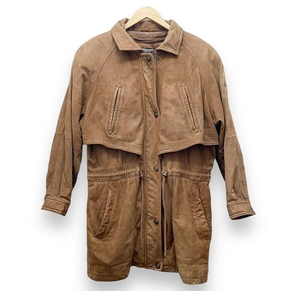 Vintage Wilsons Leather Brown Leather Adventure Bound Anorak Coat Size Medium - Picture 12 of 12